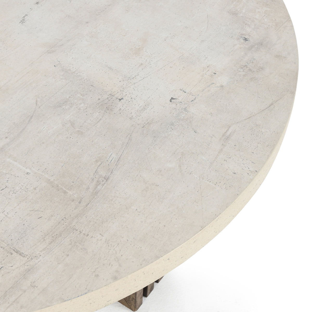 Distressed Brown/Antique White Aspen Round Coffee Table - Rustic Farmhouse Living Room Centerpiece for Home Decor