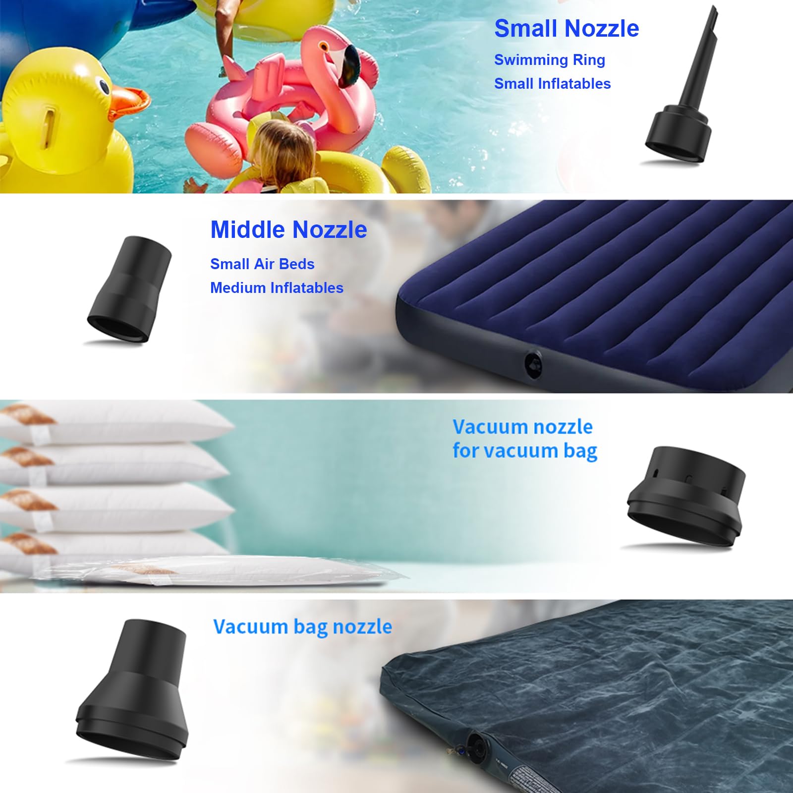 Electric Air Pump for Inflatables - 6000mAh Rechargeable Compressed Air Duster & Inflator/Deflator for Pool Floats, Swimming Rings, Couches - Portable Air Blower for Car, Computer Cleaning, Dusting & Home Use
