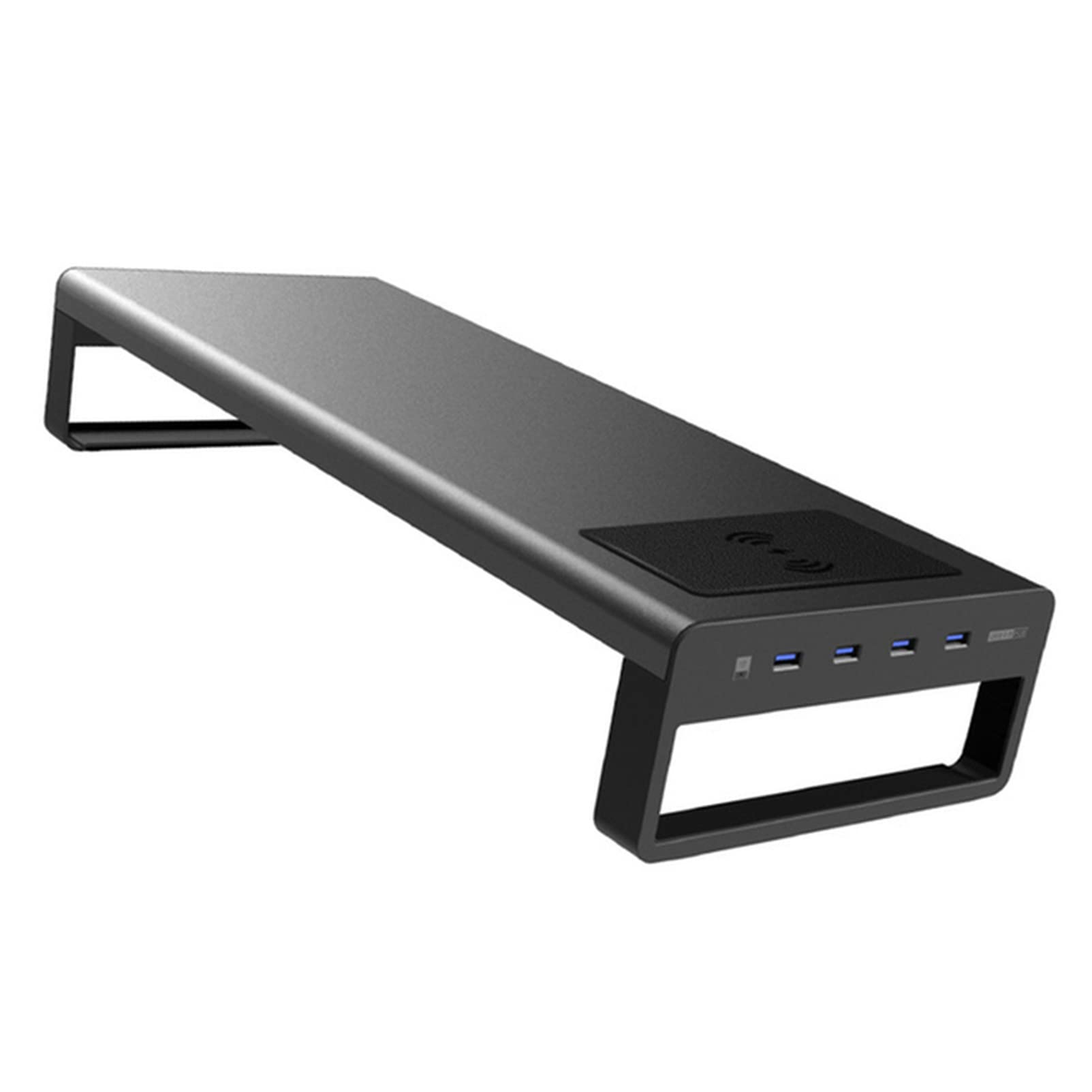 Linyutech Aluminum Alloy Laptop Stand with USB 3.0 Hub & Wireless Charging - Adjustable Ergonomic Computer Stand for Desk, Bed, Office & Home Use - Compatible with MacBook, Notebook & PC Monitors