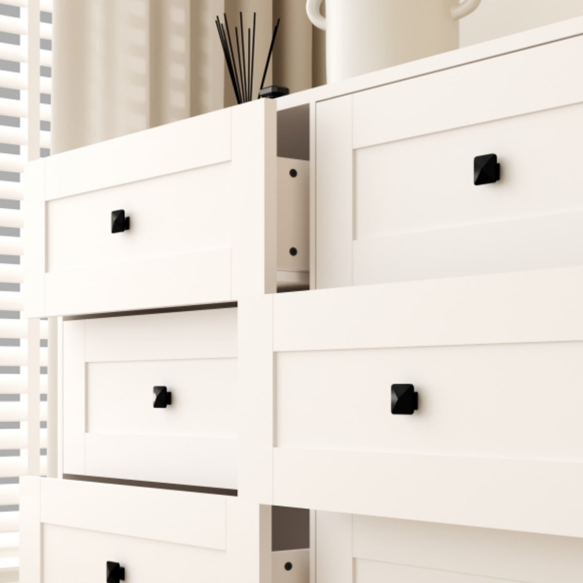 6-Drawer White Farmhouse Chest of Drawers - Rustic Storage Organizer for Bedroom, Living Room & Entryway