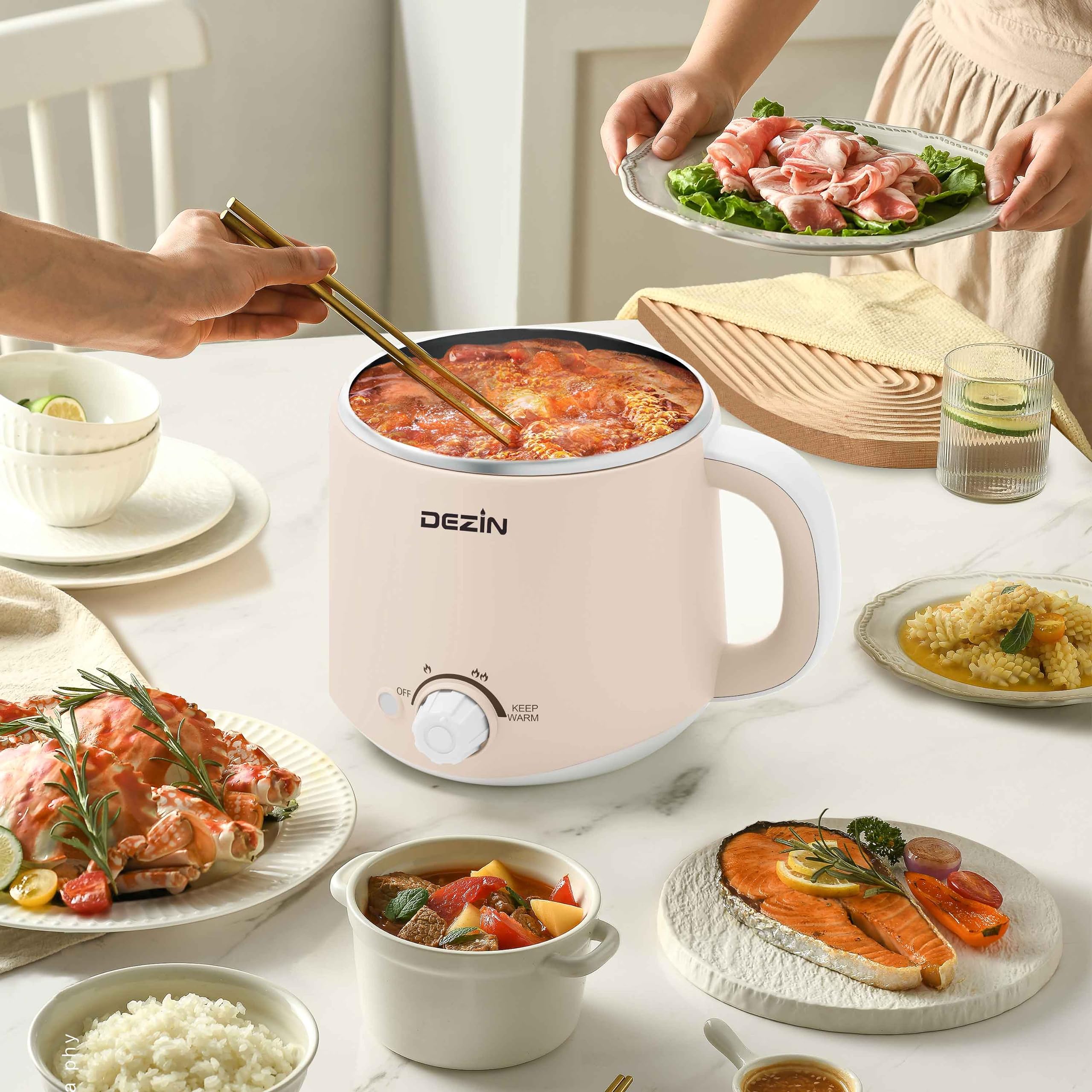 1.6L Electric Hot Pot & Ramen Cooker - Stainless Steel Multifunctional Cooker for Eggs, Pasta, Soup, Porridge & Oatmeal with Adjustable Temperature & Keep Warm - Perfect for Dorm, Office, Small Kitchen & Camping Cooking