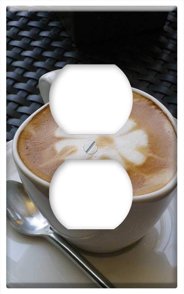 Decorative Switch Plate Outlet Cover - Coffee Cup Foam Pattern for Kitchen, Bedroom, or Office Decor