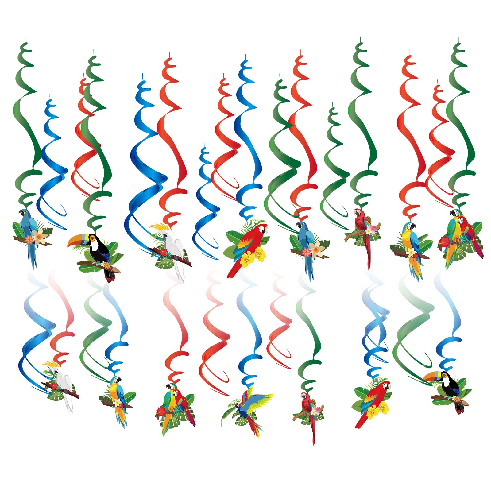 Colorful 30-Piece Parrot Honeycomb Hanging Decorations Set - Tropical Toucan Cutouts for Hawaiian Parties, Weddings & Baby Showers - Vibrant Bird-Themed Party Supplies for Home & Event Decor