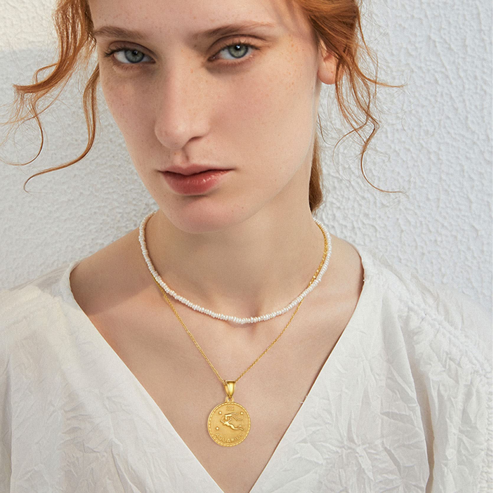 GOLDCHIC Zodiac Necklace for Women & Men - 12 Constellation Coin Horoscope Pendant, Astrology Jewelry Gift for Birthday, Anniversary & Daily Wear