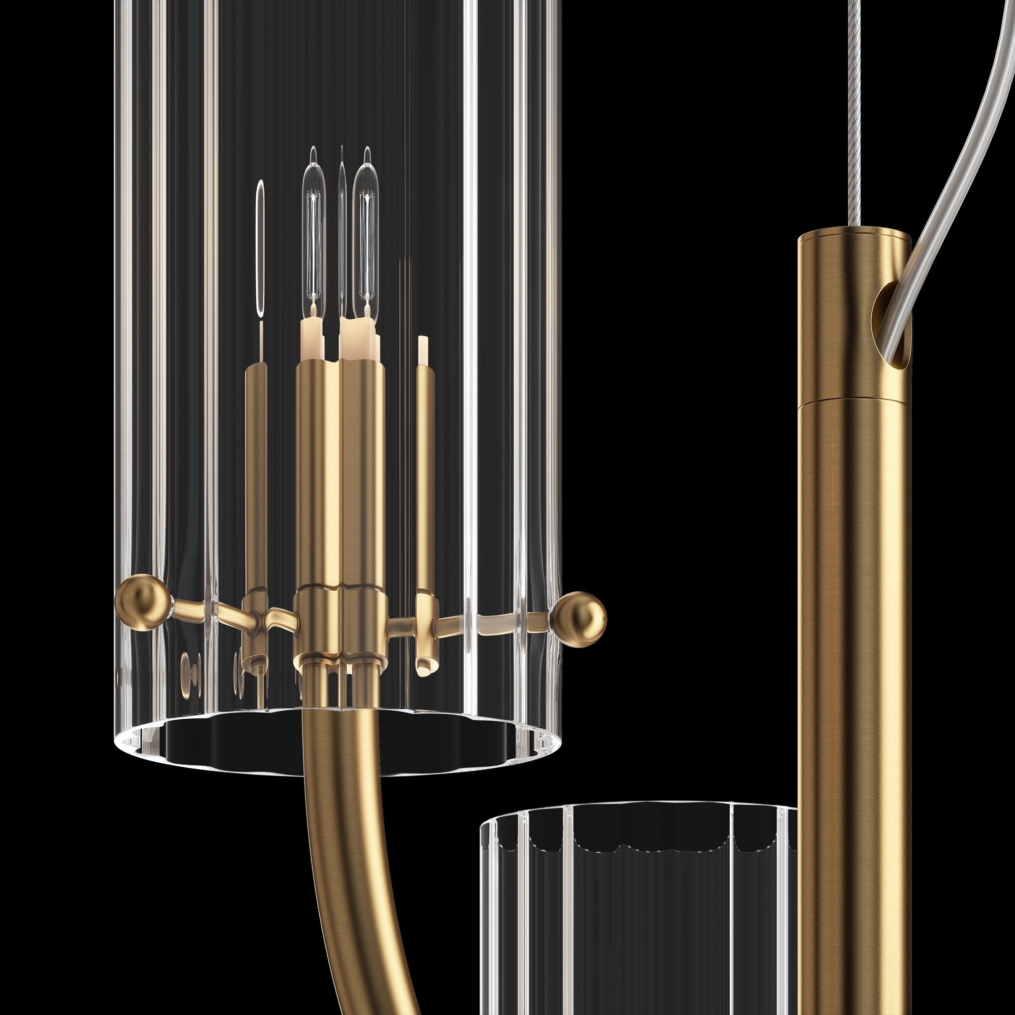Arco 3Lt Center Ceiling Light in Brass Finish - Modern Dining Room & Living Room Lighting Fixture