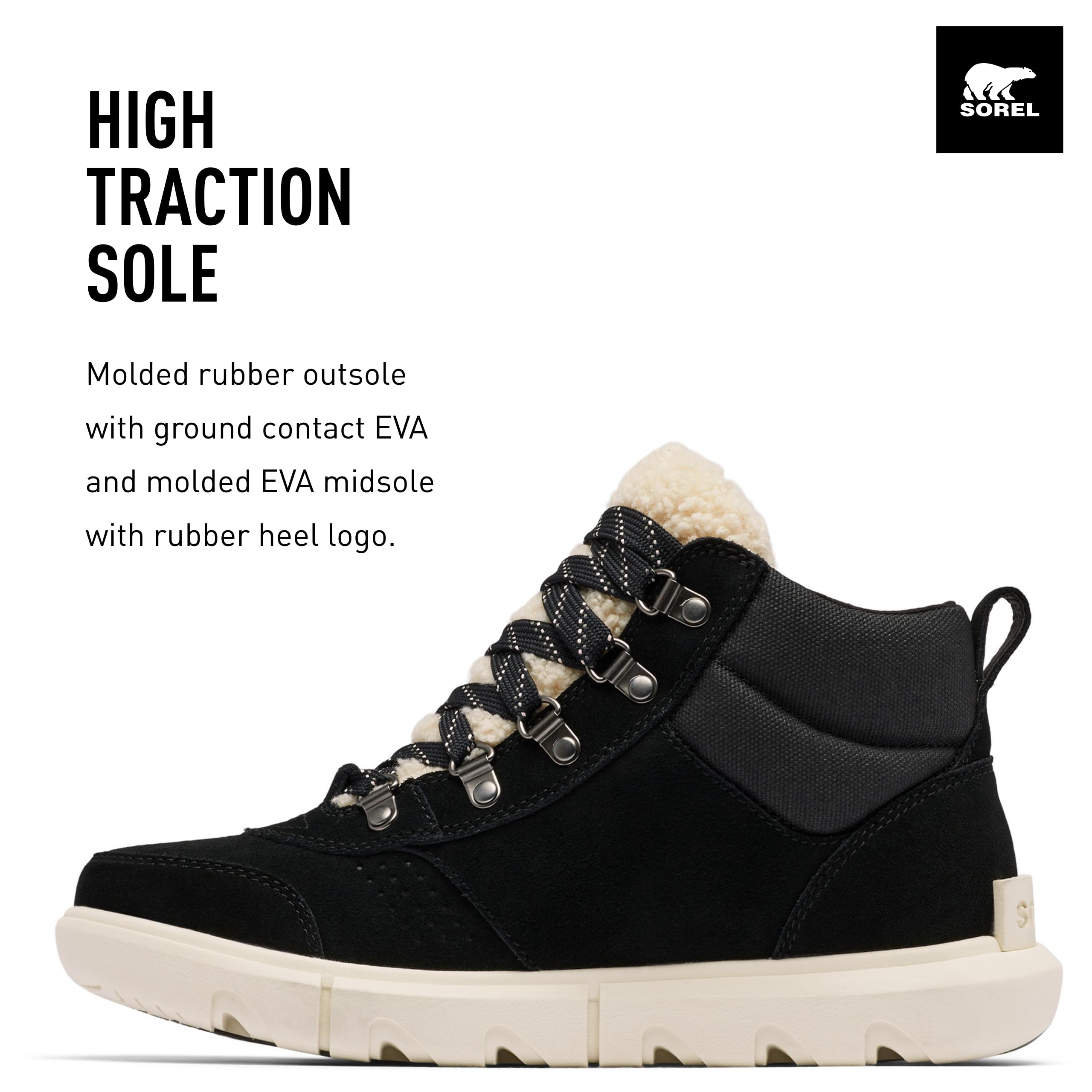 Sorel Explorer Next Hiker Ankle Boots for Women - Waterproof Black Mid-Calf Hiking Boots for Outdoor Adventures & Winter Walking