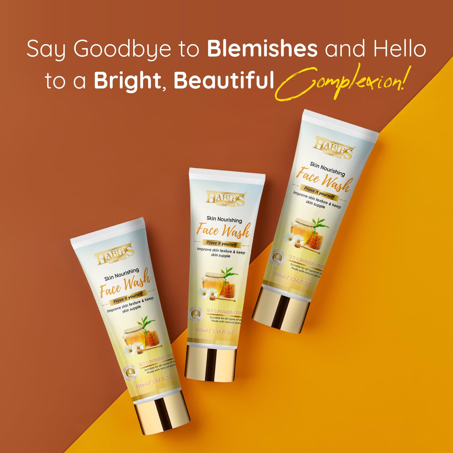 Habibs Nourishing Face Wash for Even Skin Tone - Deep Cleansing, Moisturizing & Brightening Formula (100ml) | Gentle Daily Cleanser for Oily, Dry & Sensitive Skin | Perfect for Morning & Night Skincare Routine