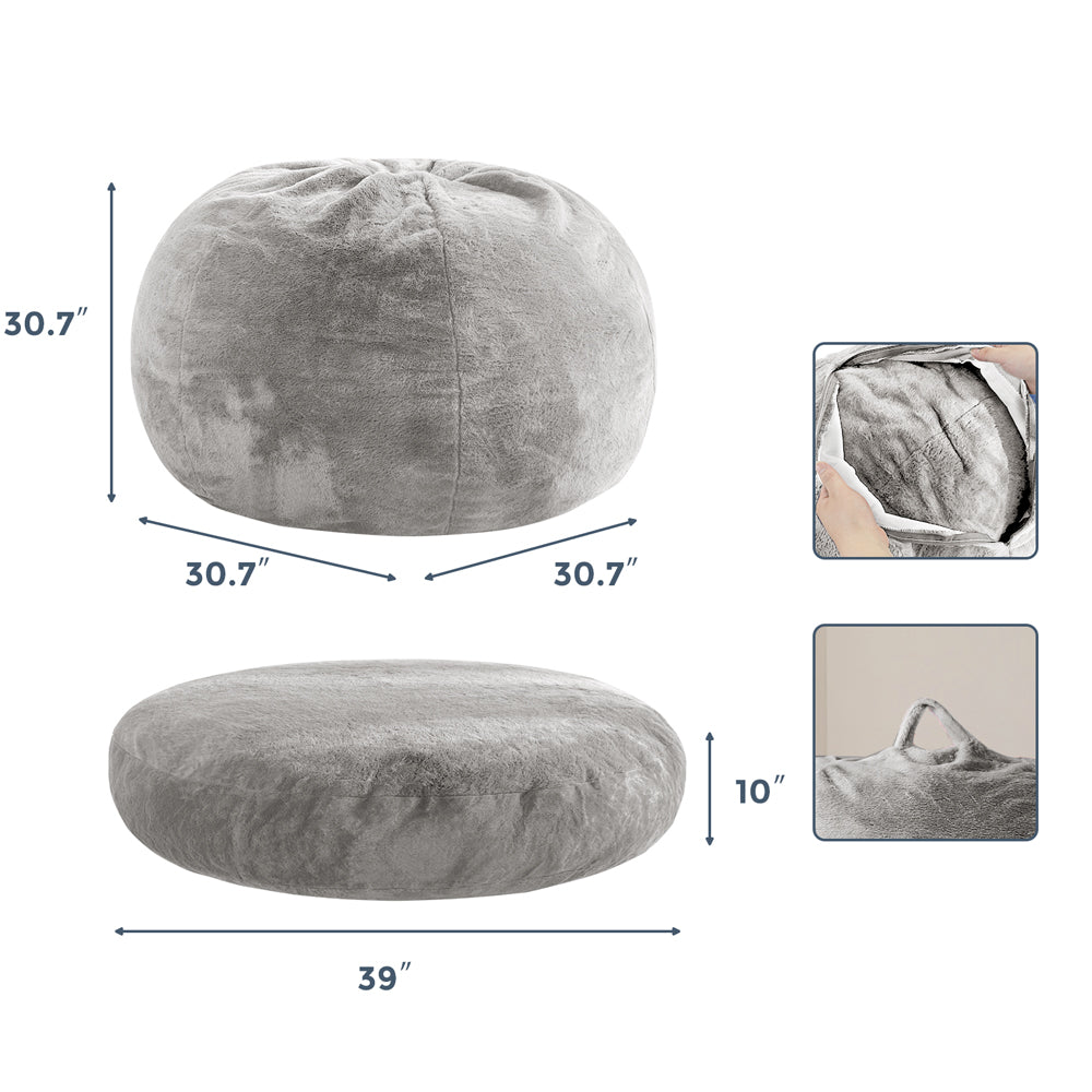 MAXYOYO 2-in-1 Kids Bean Bag Chair with Removable Floor Pillow - Soft Grey Comfy Seating for Boys & Girls - Perfect for Playroom, Bedroom or Reading Nook