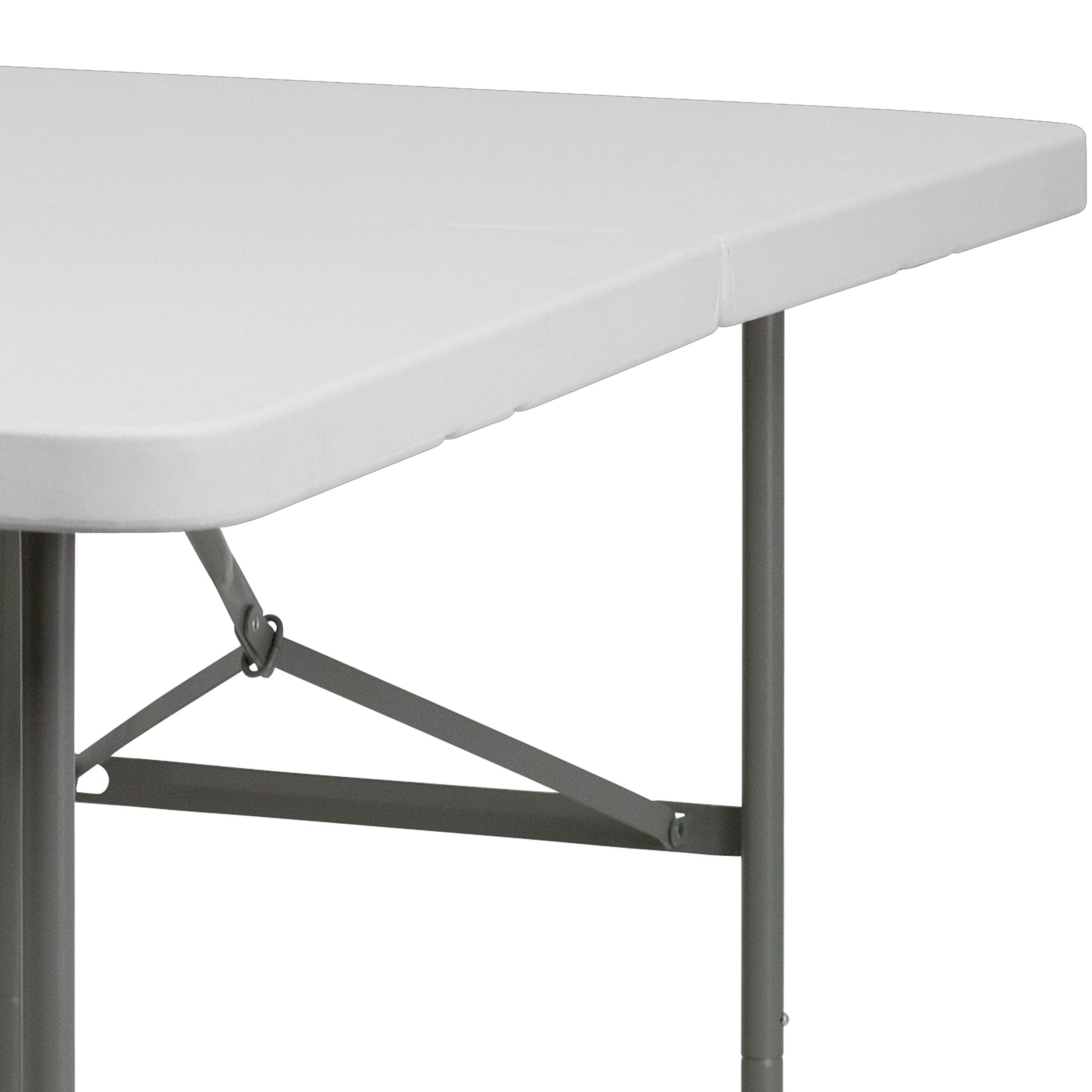 5-Foot Bi-Fold Granite White Plastic Folding Table with Handle - Portable Event Table for Parties, Picnics & Outdoor Gatherings