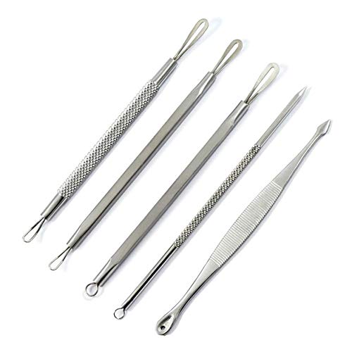 5Pcs Blackhead Remover Kit - Stainless Steel Acne Pimple Extractor Tool for Face & Nose - Perfect for Deep Cleansing & Skincare Routine