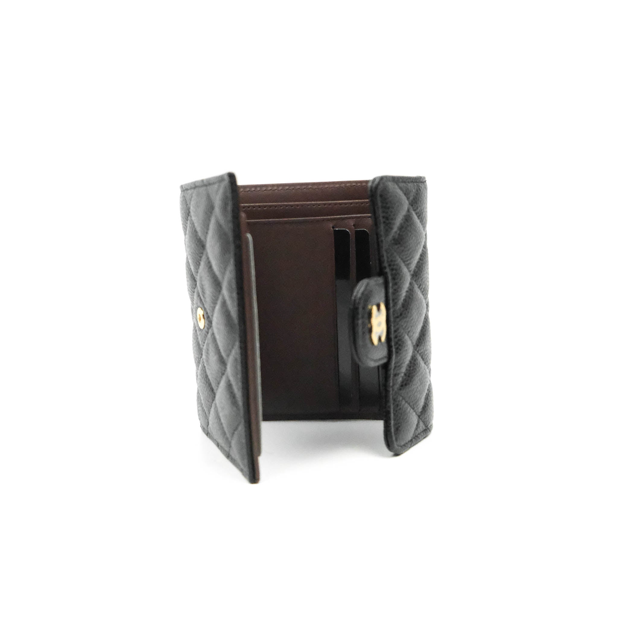 Chanel Classic Flap Wallet in Black Caviar Leather with Gold Hardware - Luxury Designer Wallet for Women, Perfect for Everyday Use & Special Occasions
