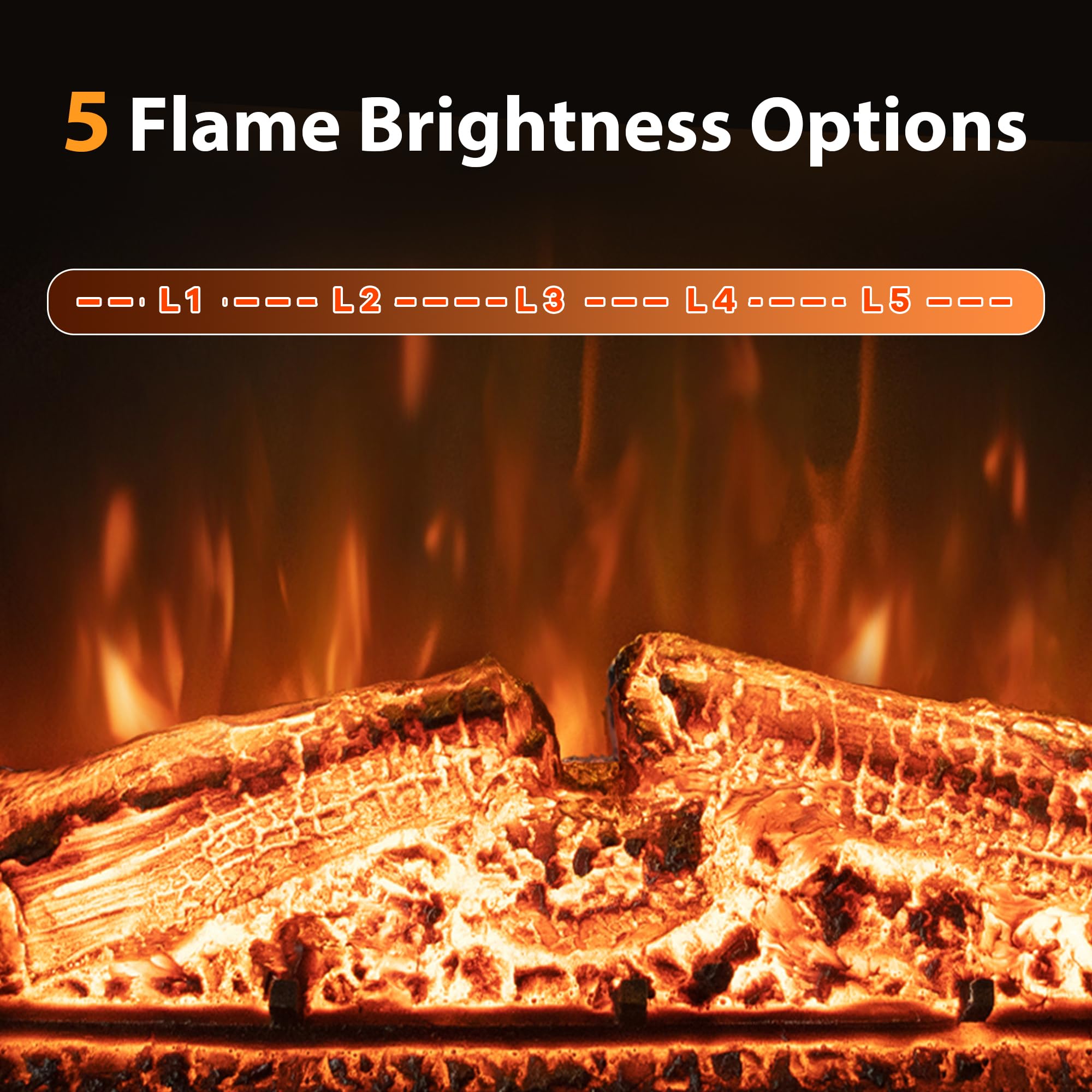 50 Inch Electric Fireplace with Remote Control - Realistic Log & Crackling Sound - 750W/1500W Wall Mounted Heater with Overheat Protection & Timer - Perfect for Living Room, Bedroom, and Office Warming