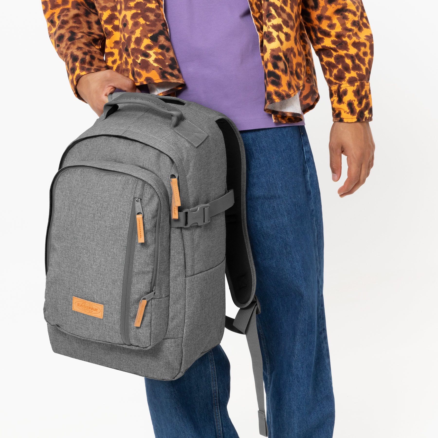 Eastpak Smallker CS Backpack - Stylish & Durable School & Travel Bag in Sunday Grey | Perfect for College, Work & Everyday Use