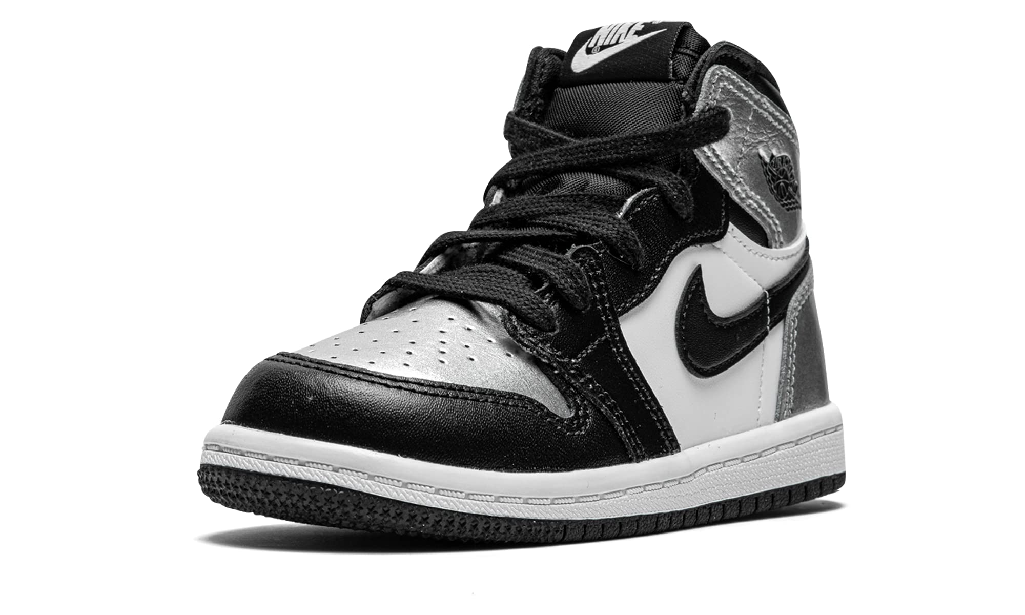 Nike Toddler Jordan 1 High OG TD Silver Toe Sneakers - Black/Black/Metallic Silver - Comfortable Basketball Shoes for Kids, Perfect for Playground, School & Casual Wear