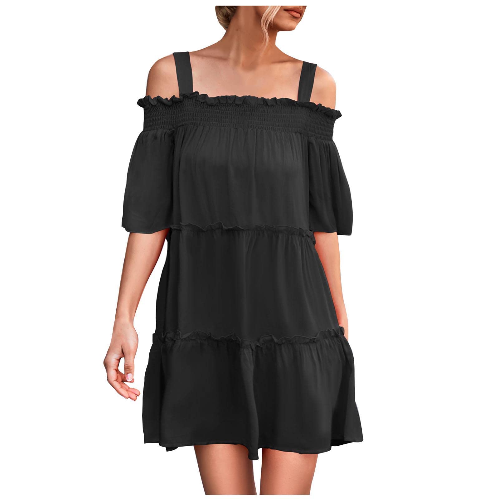 WXHN Women's Summer Dress 2023 - Casual Short Sleeve Boho Beach T-Shirt Dress | Perfect for Vacation, Pool Party & Summer Outings