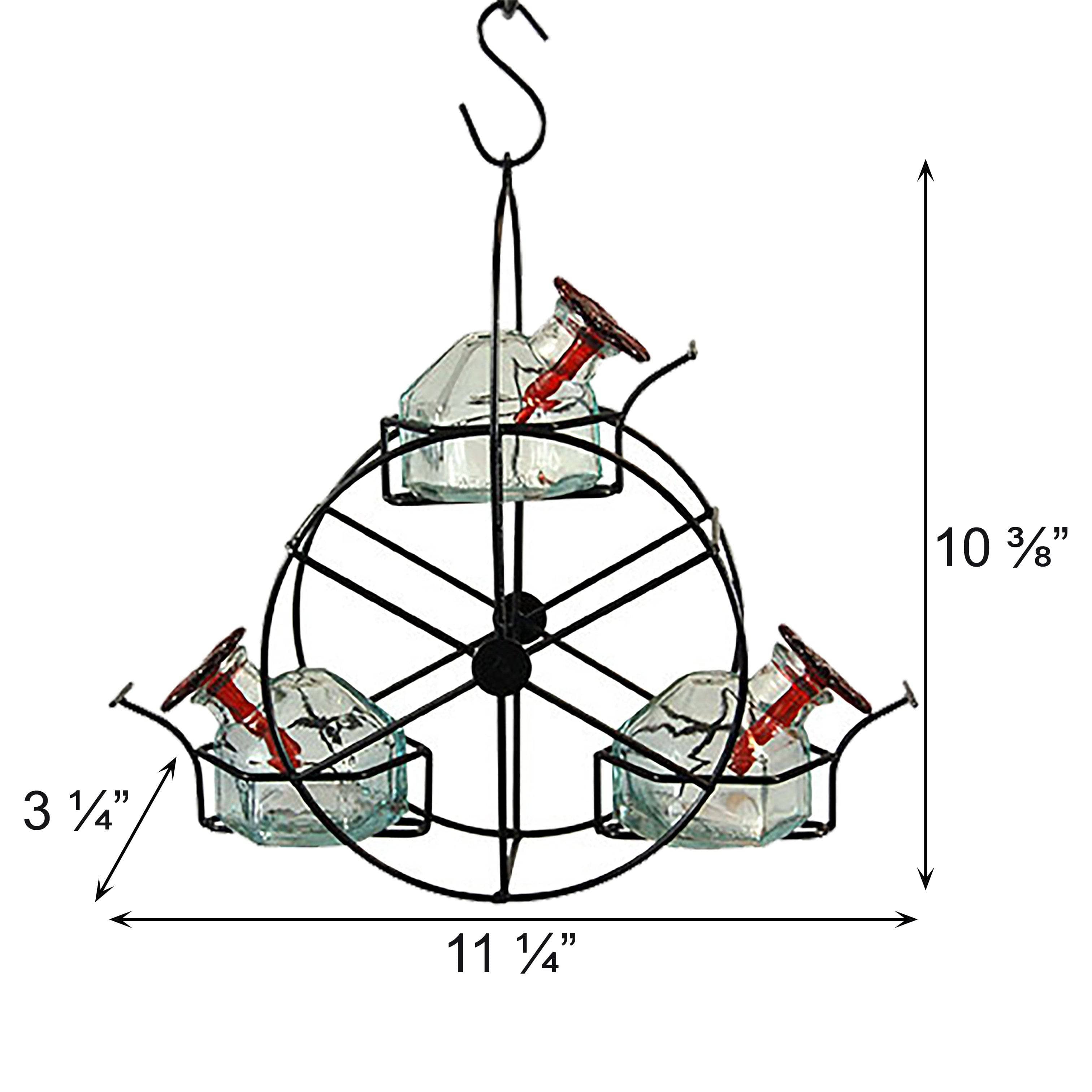 Ferris Wheel Hummingbird Feeder - 10.5 oz Clear Glass Nectar Feeder for Outdoor Garden, Patio & Backyard - Attract Hummingbirds with Unique Spinning Design