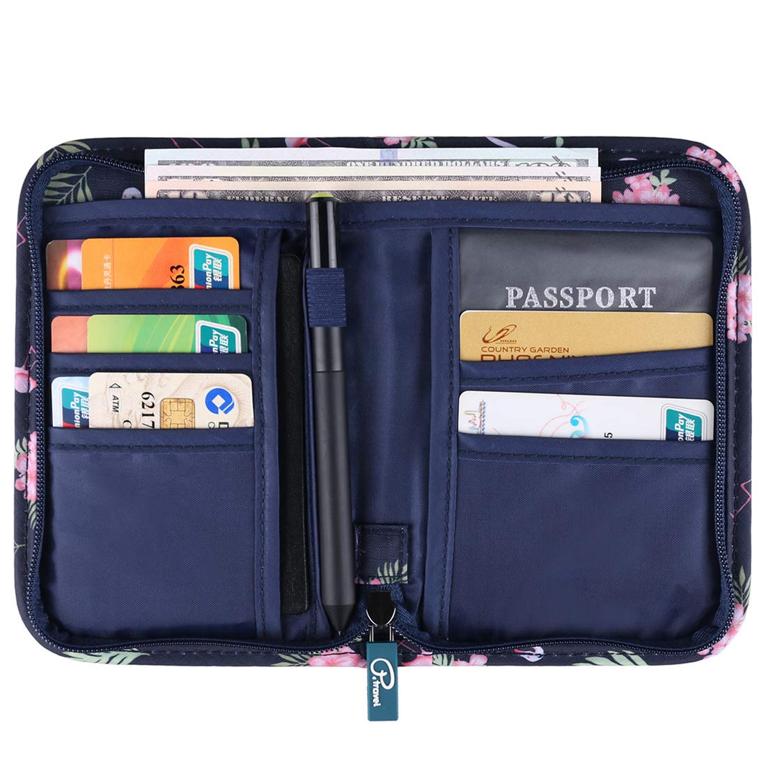 VanFn Travel Passport Wallet - RFID Blocking Family Passport Holder with Flamingo Design | Perfect for International Travel, Vacations & Airports | P.Travel Series