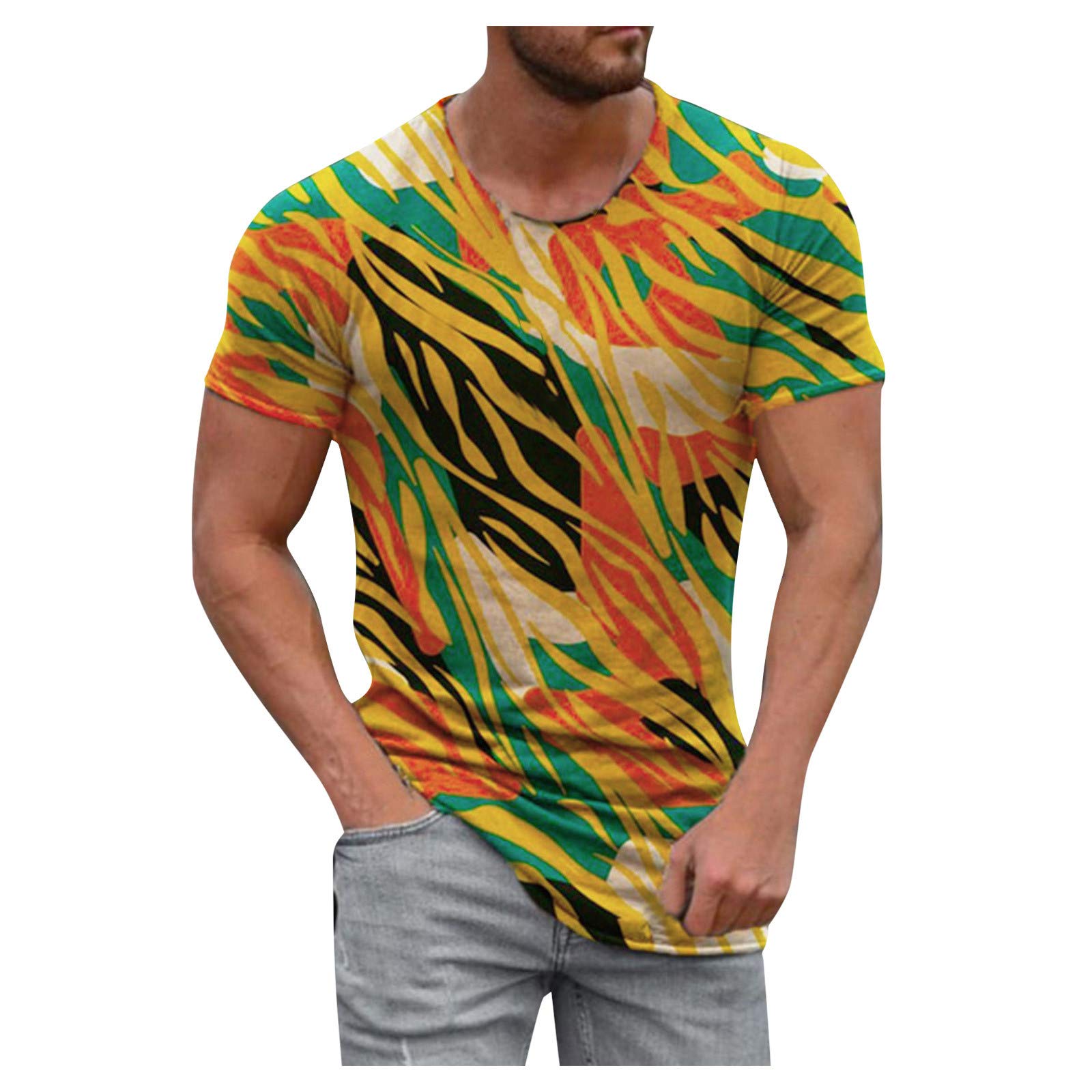 Vintage Retro Short Sleeve Printed Casual Shirt for Men - Summer Spring Fashion Blouse in White | Perfect for Beach Outings, Casual Fridays & Summer Parties