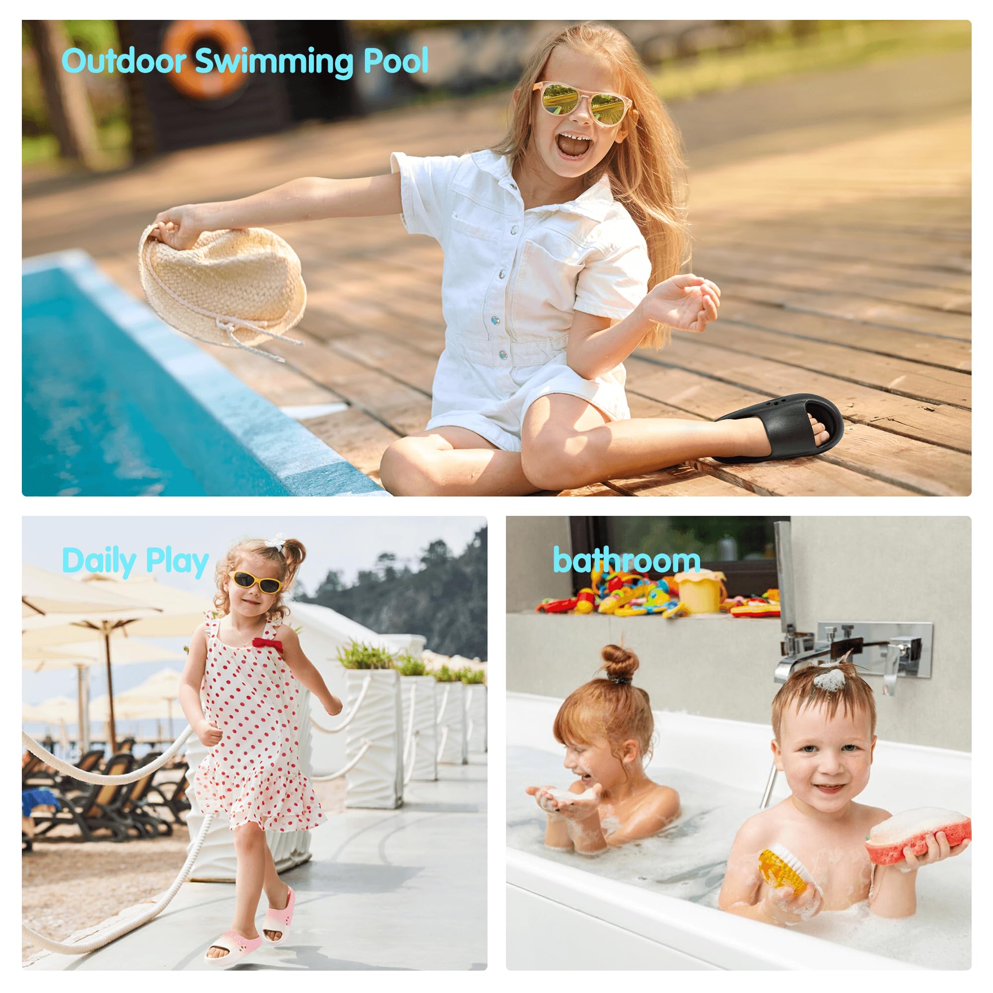 **Hehainom Kids' Non-Slip Slides - Toddler Boys & Girls Summer Sandals for Beach, Pool, Bathroom & Shower - Comfortable Waterproof Play Shoes**    *(Perfect for beach outings, poolside fun, bath time, and indoor play!)*