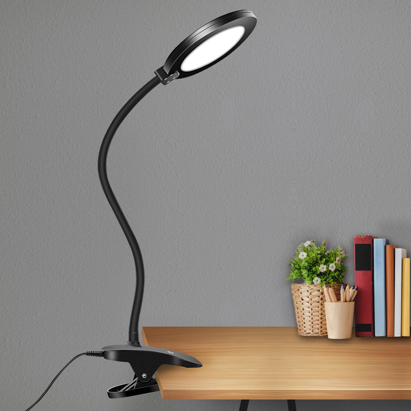 GLFERA Adjustable LED Desk Lamp with Flexible Gooseneck - 3 Lighting Modes & 3 Brightness Levels, Dimmable Touch Control Office Lamp (Black) - Perfect for Home Office, Study, Reading & Craft Work