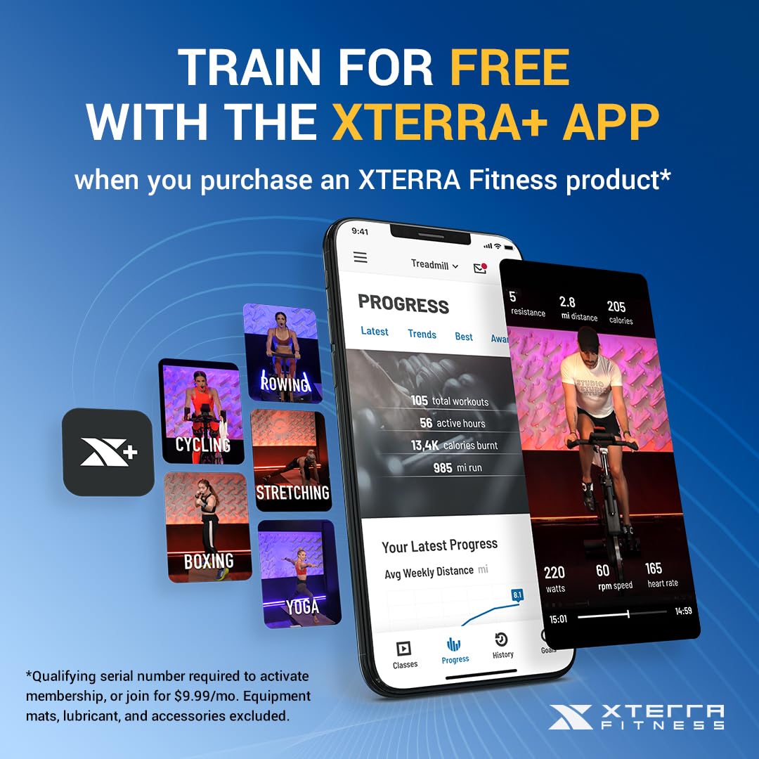 XTERRA Fitness Sport Series Premium Folding Smart Treadmill with Bluetooth & App - Adjustable Speed & Incline Controls, XTRASoft Cushioned Running Deck - Perfect for Home Gym, Cardio Workouts & Indoor Running Training