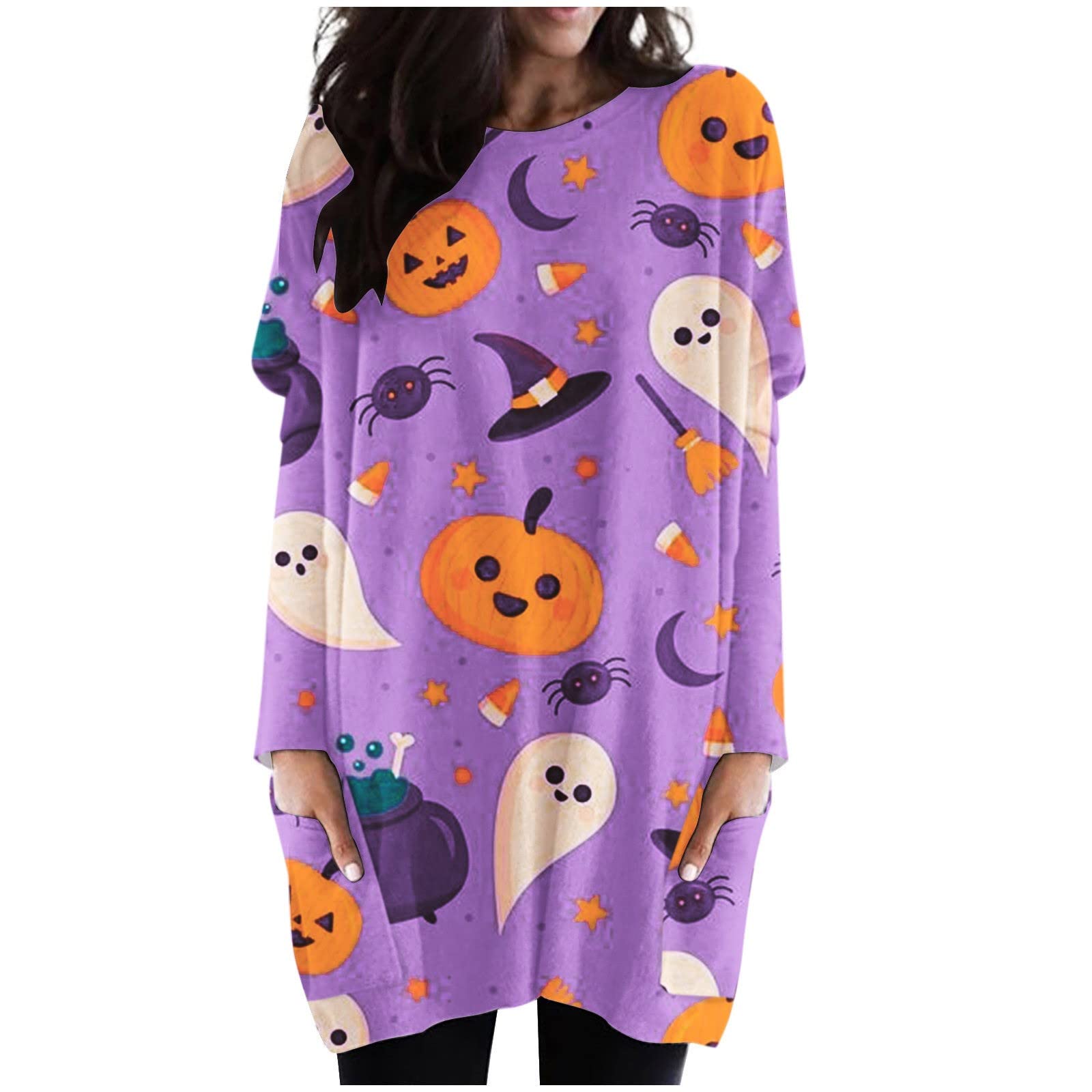 2020 Women's Printed Long Sleeve Round Neck Tank Top - Retro Oversized T-Shirt for Travel & Casual Wear - Purple Vest Style Top for Summer Outfits