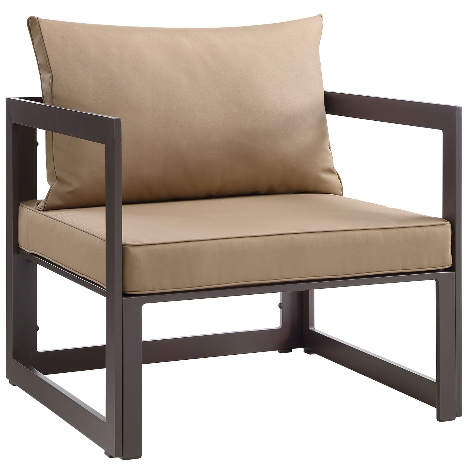 Modway Fortuna Brown Mocha Aluminum Outdoor Patio Armchair - Weather-Resistant Lounge Chair for Poolside, Garden & Backyard Relaxation