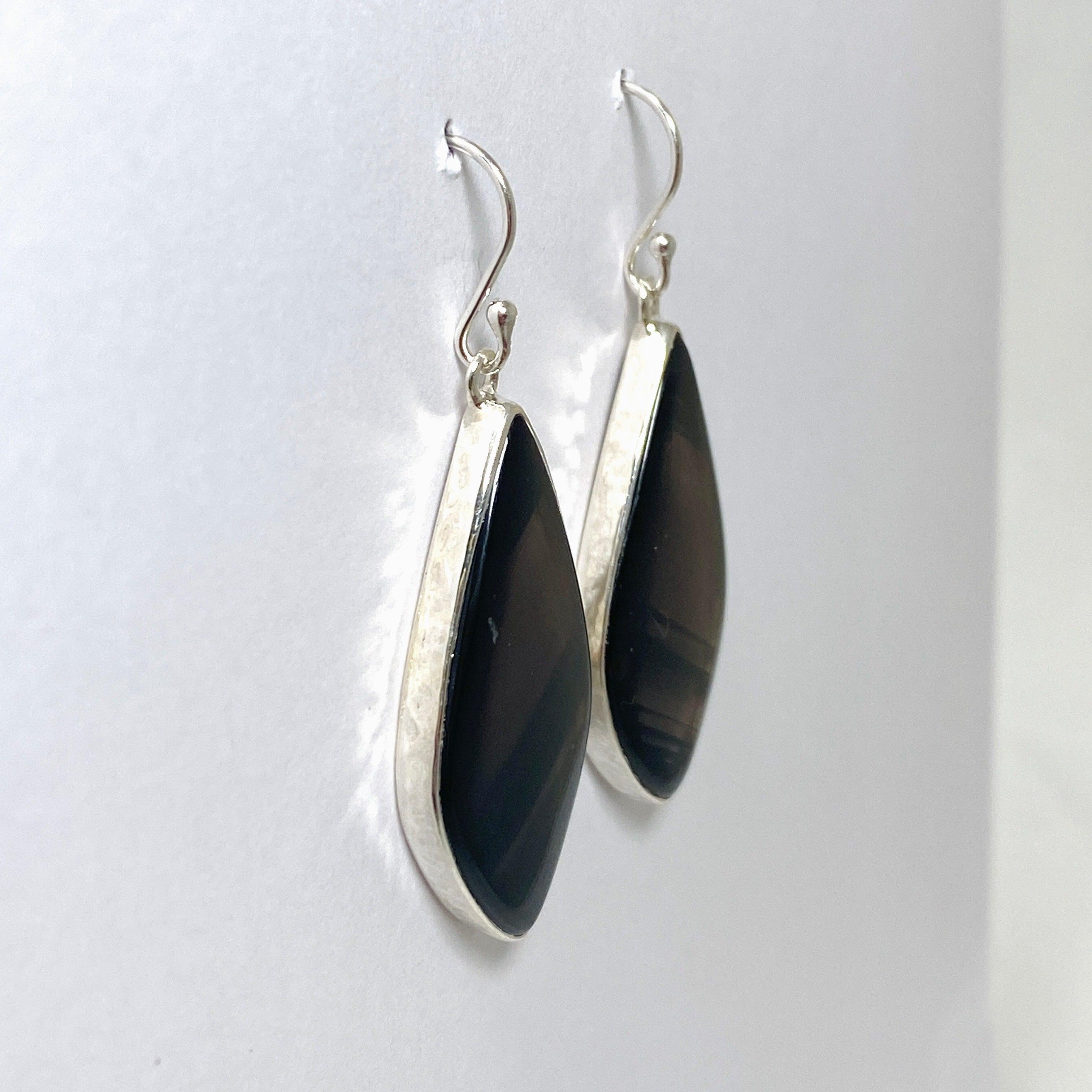 Midnight Obsidian Freeform Earrings KEGJ1500 - Handmade Natural Stone Jewelry for Women, Boho Chic Dangle Earrings, Perfect for Parties, Weddings & Everyday Wear