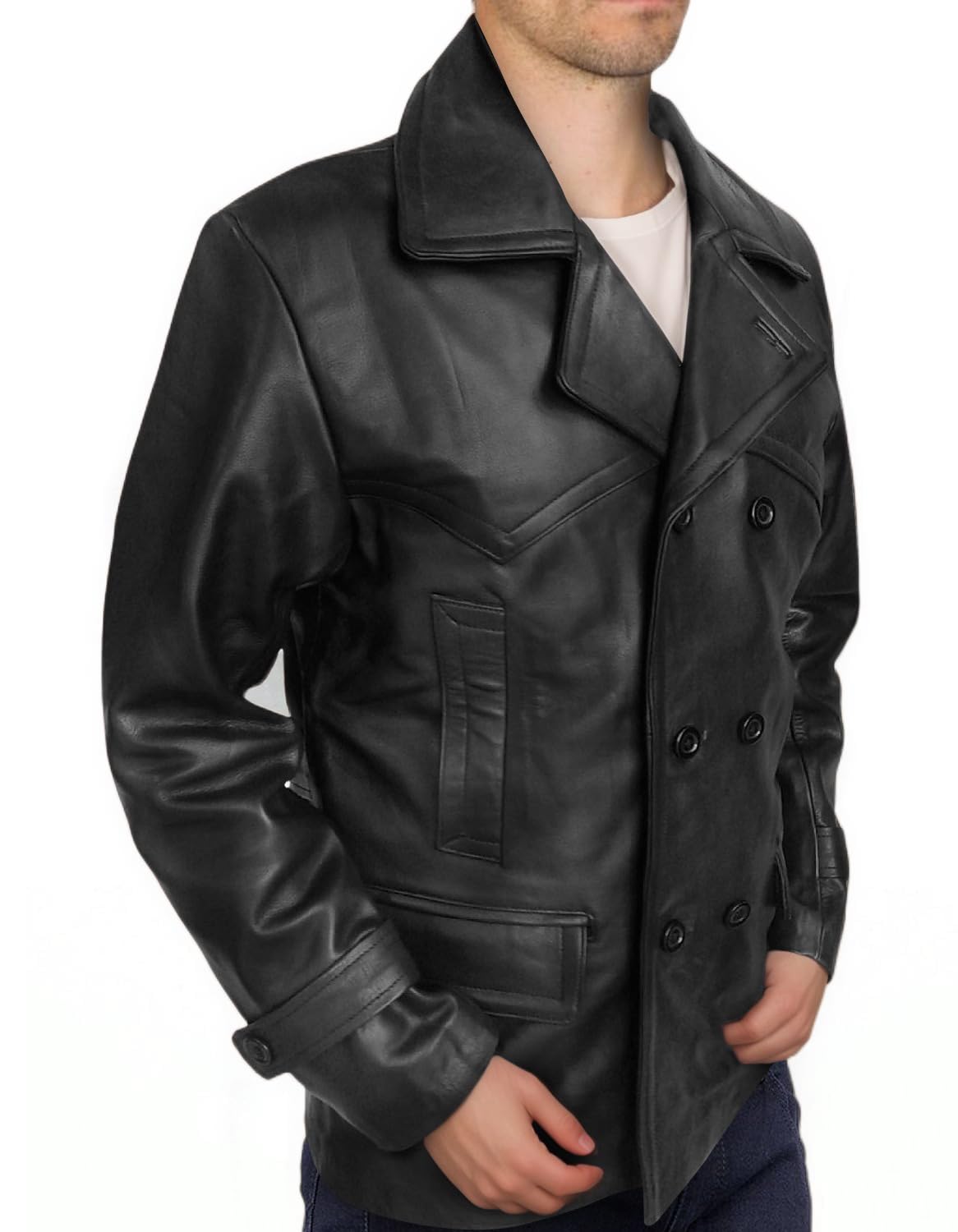 Premium Double Breasted Men's Lambskin Leather Jacket - Stylish Blazer Coat for Business & Casual Wear | Office, Date Night & Special Occasions