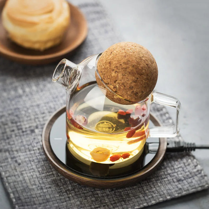 Premium Pitchfork Tea Pot with Cork Lid - Elegant Ceramic Teapot for Loose Leaf Tea, Herbal Tea & Hot Beverages - Perfect for Home, Office & Tea Parties