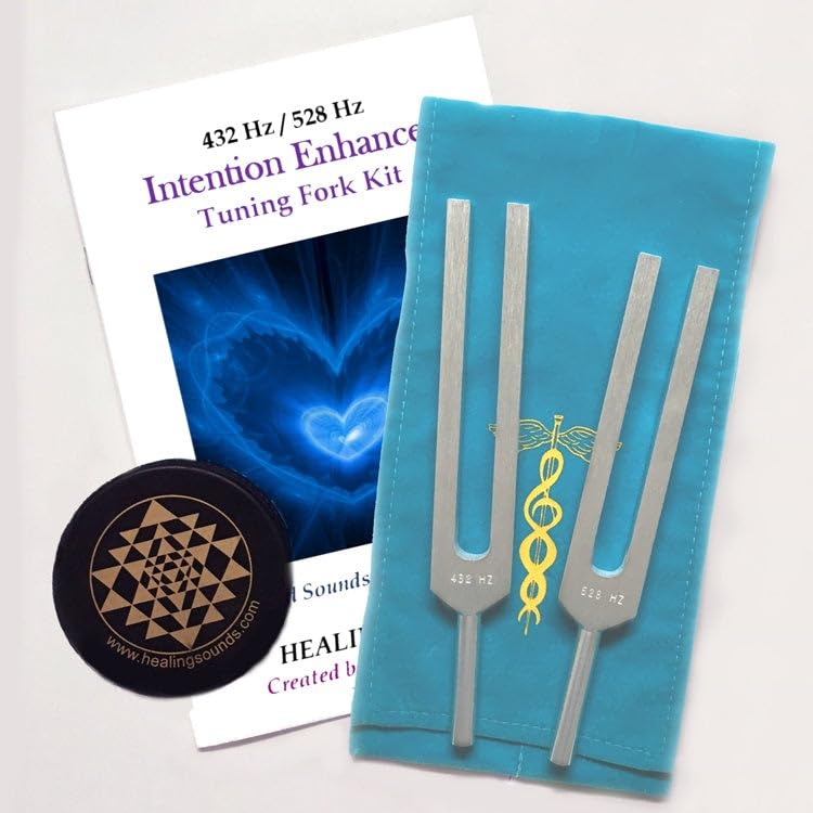 432Hz & 528Hz Healing Tuning Forks Set - Jonathan Goldman's Intention Enhancer for Meditation, Sound Therapy & Chakra Balancing