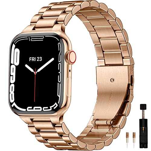 Maledan Stainless Steel Metal Band Compatible with Apple Watch Series Ultra/8/7/6/5/4/3/2/1/SE - 38mm 40mm 41mm 42mm 44mm 45mm 49mm Replacement Strap for Men & Women | Perfect for Workouts, Office Wear & Everyday Fashion