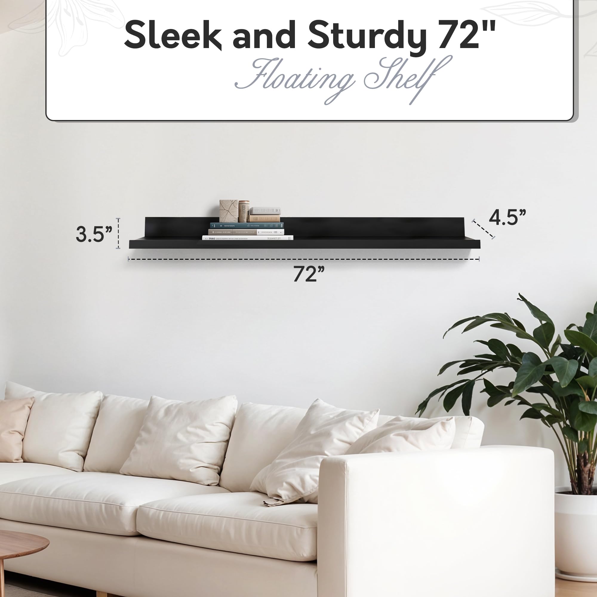 InPlace Floating Wall Shelves Set of 2 - 4.5