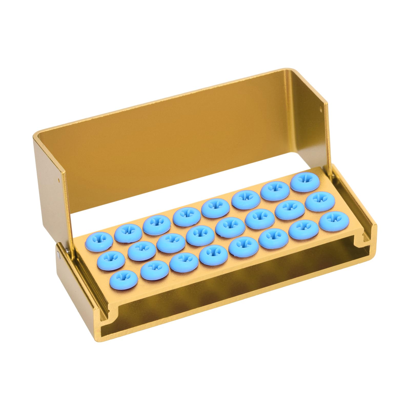 24 Holes Dental Burs Holder Sterilization Box - Aluminum Autoclave Case (3-Piece Set, Yellow) for Dental Clinics & Orthodontic Offices