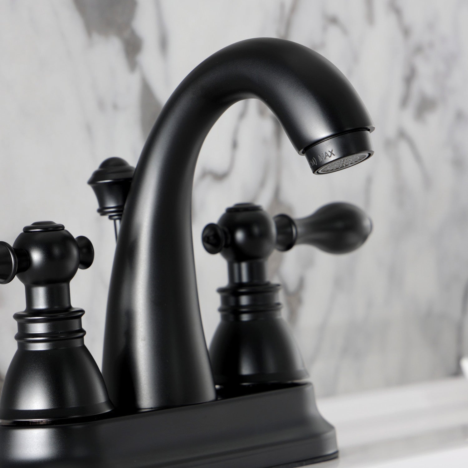 FSY5610ACL Matte Black Double Handle 3-Hole Deck Mount 4-Inch Centerset Bathroom Faucet with Pop-Up Drain - Classic American Design for Bathroom Sink Vanity Upgrade