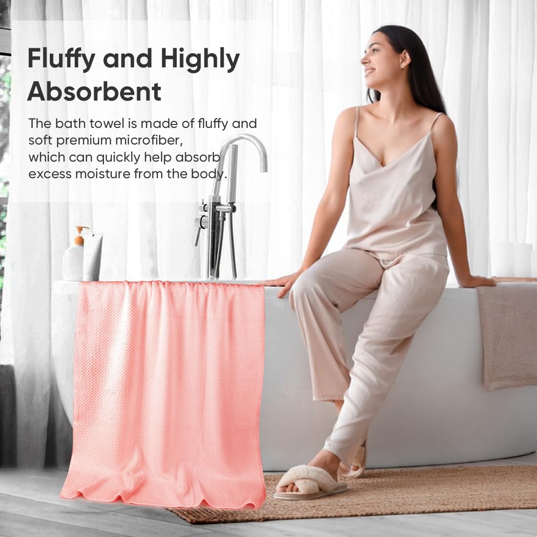 Premium 4-Pack Microfiber Bath Towels 30x60 Inches - Ultra Soft, Highly Absorbent & Quick Dry Bathroom Towels for Shower, Pool, Beach, Swimming & Yoga | Perfect for Spa Days, Gym Sessions & Luxury Home Use