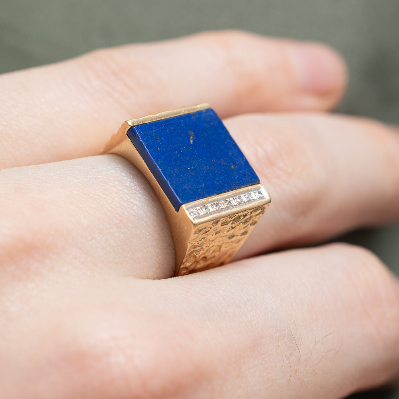 Lapis Lazuli & Diamond Cocktail Ring - 3.90ct Natural Gemstone with 0.03ctw Diamonds - Size 8.75 - Elegant Evening Party Jewelry for Women