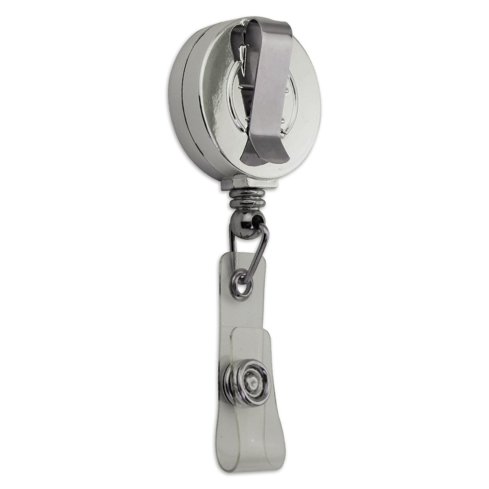 Spongebob Goofy Smile Face Retractable ID Badge Holder - Chrome Metal Reel Clip for Work, School & Convention Security (Fun Cartoon Character Design)