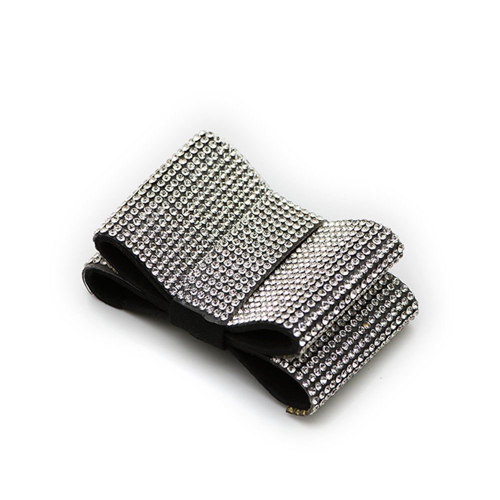 Douqu Pair Classic Multi-Row Crystal Rhinestone Women Bow Shoe Clips - Elegant Shoe Accessories for Weddings, Parties, and Formal Events (Black)