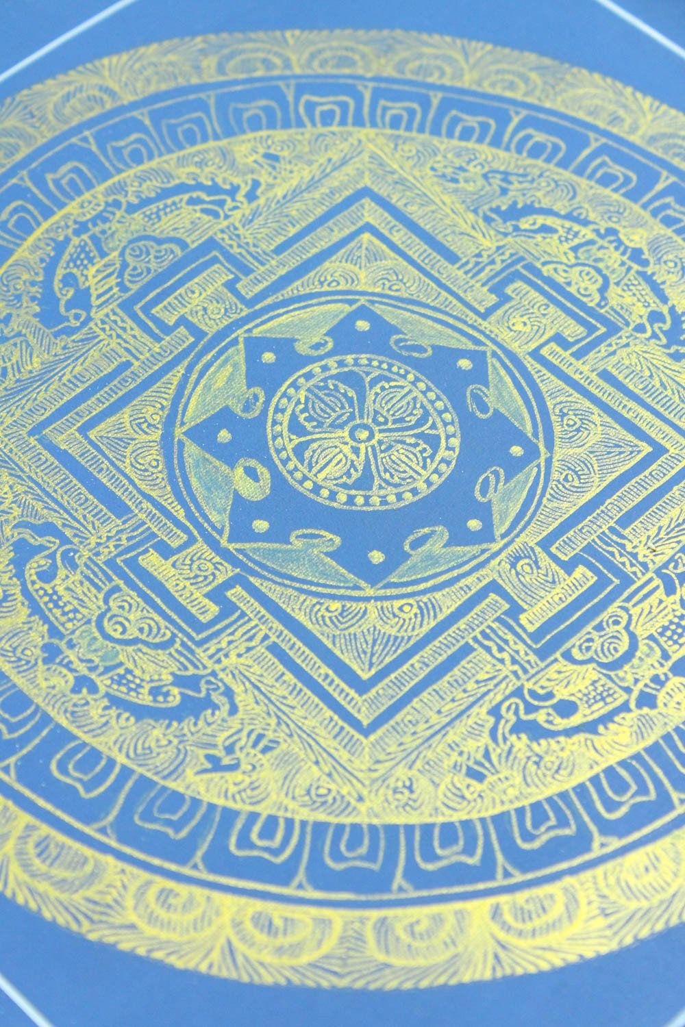 Hand Painted Double Dorje Mandala Wall Art - Tibetan Buddhist Meditation Decor for Home, Office & Yoga Studio