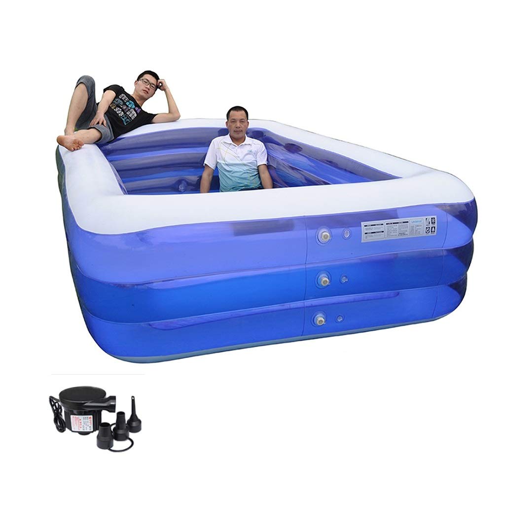**Inflatable Swimming Pool for Kids & Adults - 388x210x68cm Portable Outdoor Blow Up Pool, Blue - Perfect for Backyard, Beach, and Summer Fun**