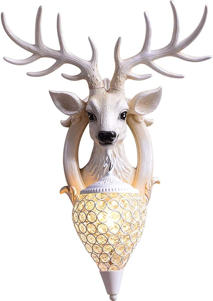 Vintage Antler Wall Sconce - Industrial Style Resin Wall Light Fixture for Bedroom, Living Room & Cafe Decor - Indoor Rustic Lighting (Color A) - Perfect for Farmhouse, Lodge & Cabin Ambiance