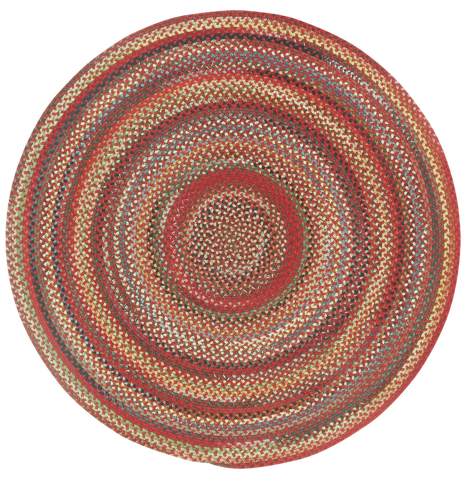 Capel Rugs Portland Round Braided Chair Pad 15 Inch Red - Non-Slip Dining Chair Cushion for Kitchen, Office, and Patio Furniture