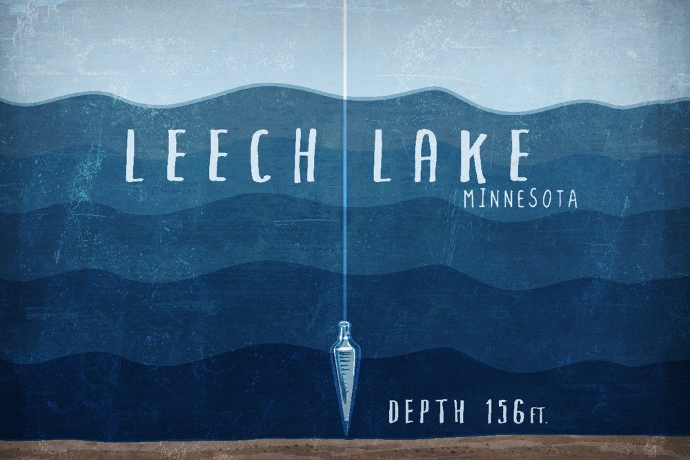 Leech Lake Minnesota Metal Wall Art - 12x18 Gallery Quality Aluminum Decor with Lake Depth Map - Perfect for Cabin, Lake House, or Outdoor Enthusiast Decor
