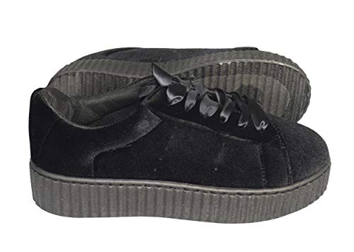 Women's Fashion Sneakers - Suede Flat Platform Lace-Up Casual Shoes for Walking, Work & Everyday Wear