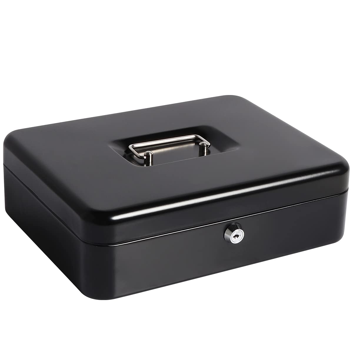 Large Cash Box with Money Tray & Key Lock - 11.8