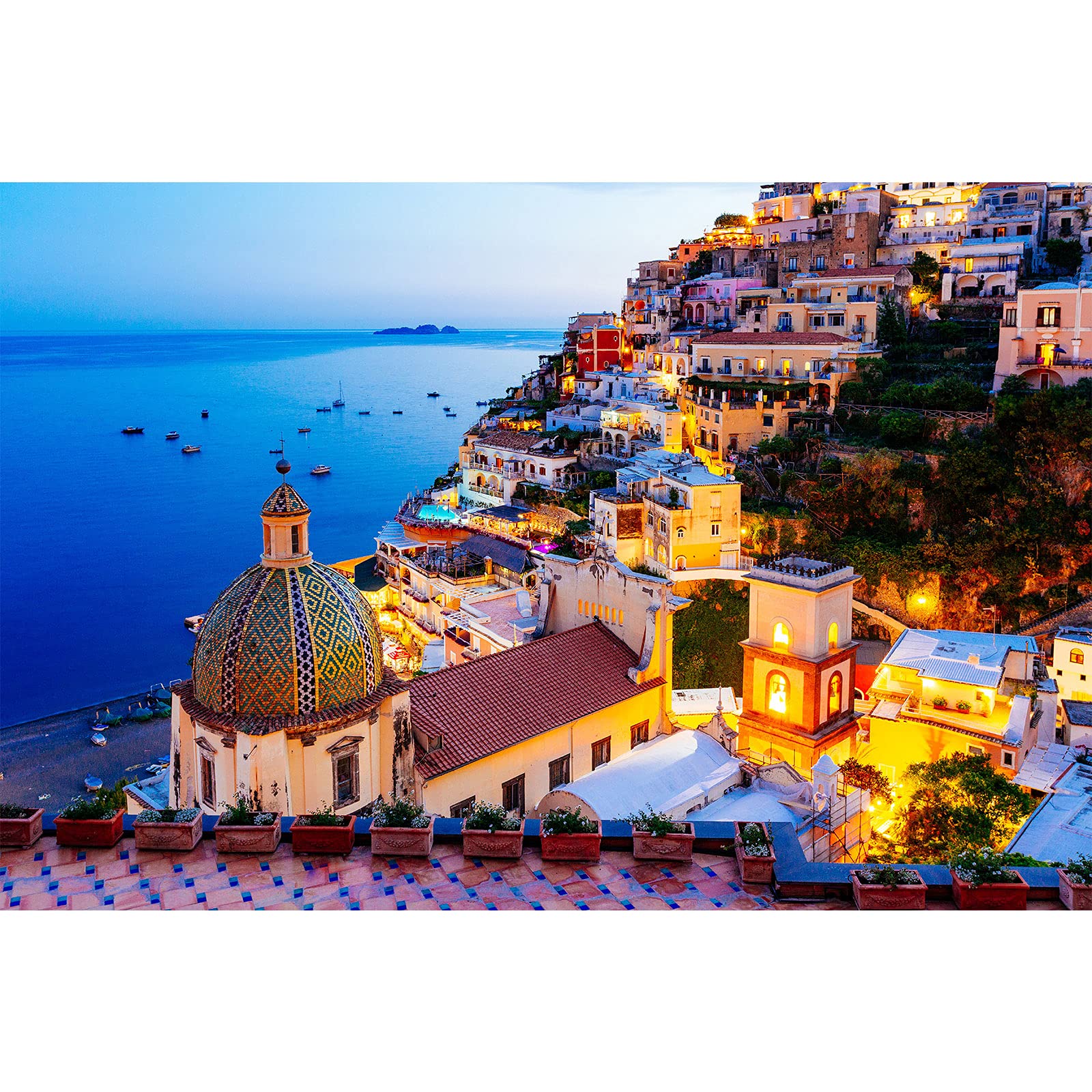 1000 Piece Jigsaw Puzzle for Adults - Impossible Colorful Bridge Puzzle Game, Family Brain Teaser, Positano Twilight Fantasy Art - Perfect for Relaxation, Stress Relief & Family Bonding Time