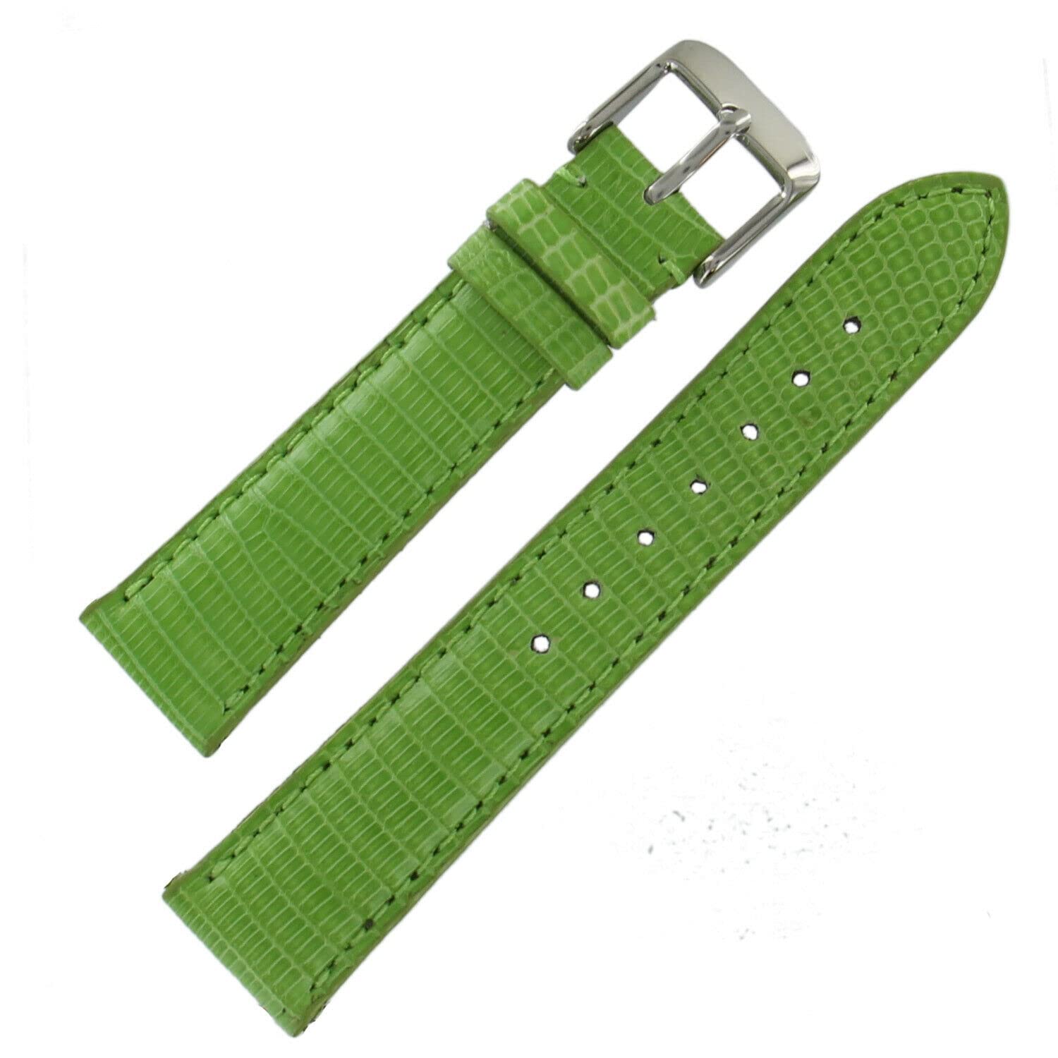 LS2002 18mm Genuine Java Lizard Watch Band for Women - Lime Green Leather Strap Replacement for Smartwatches & Dress Watches | Perfect for Office, Party & Everyday Wear