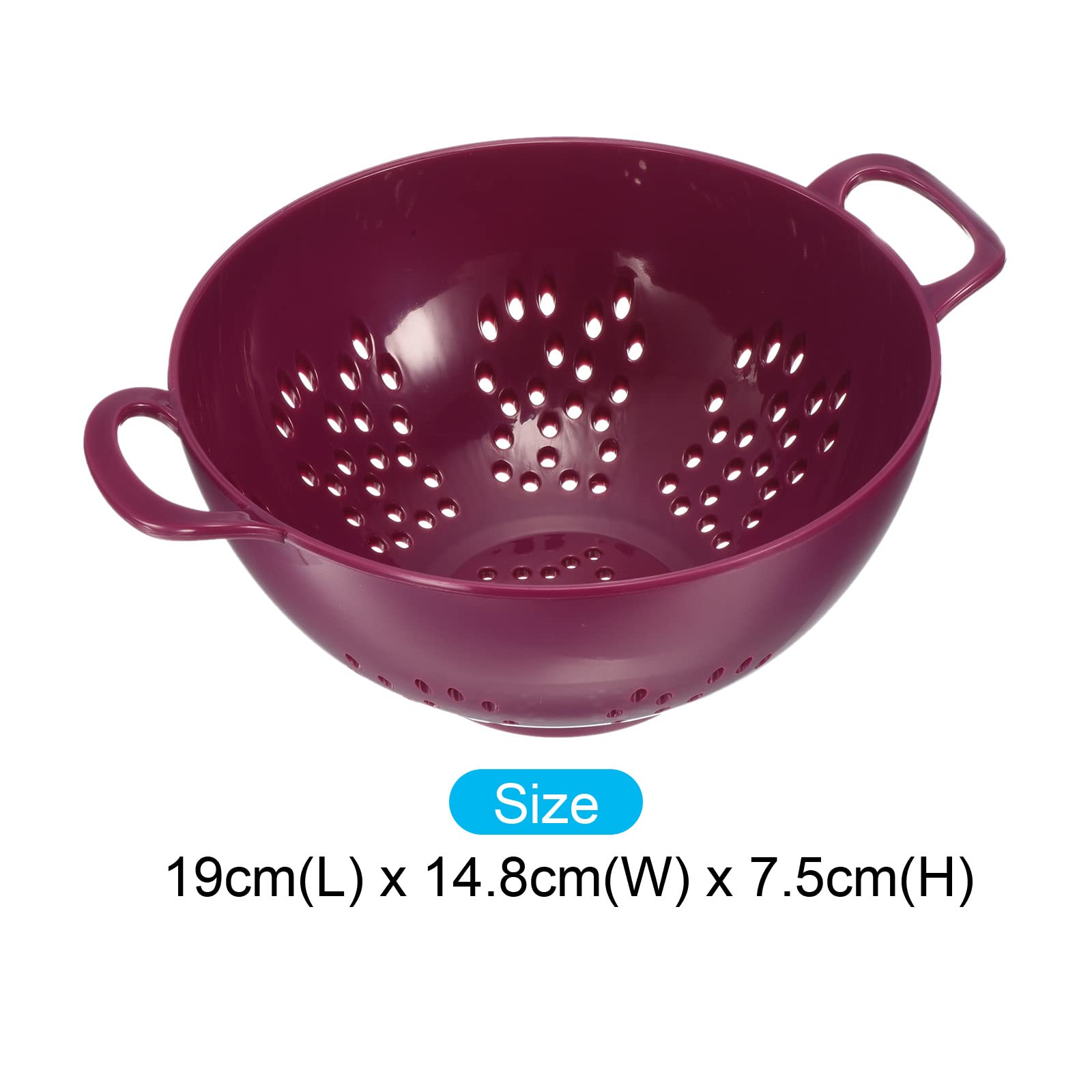 Mini Food Colander with Double Handles - Plastic Strainer for Washing Rice, Pasta, Fruits & Vegetables - Fine Mesh Kitchen Drainer (Purple) - Perfect for Meal Prep, Salad Making & Healthy Cooking