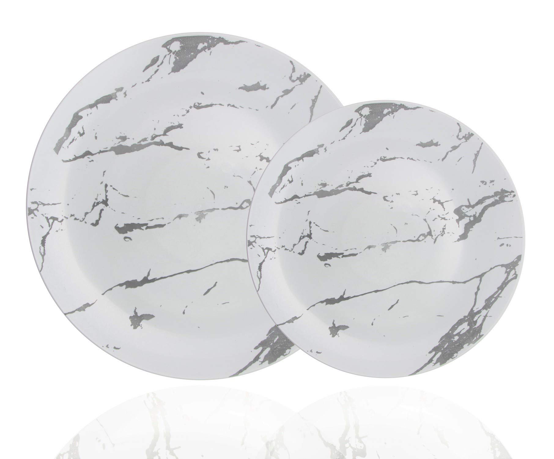 Trendables 60-Pack Disposable Dinnerware Set - Elegant Marble Design Plastic Plates (30 Large 10.25
